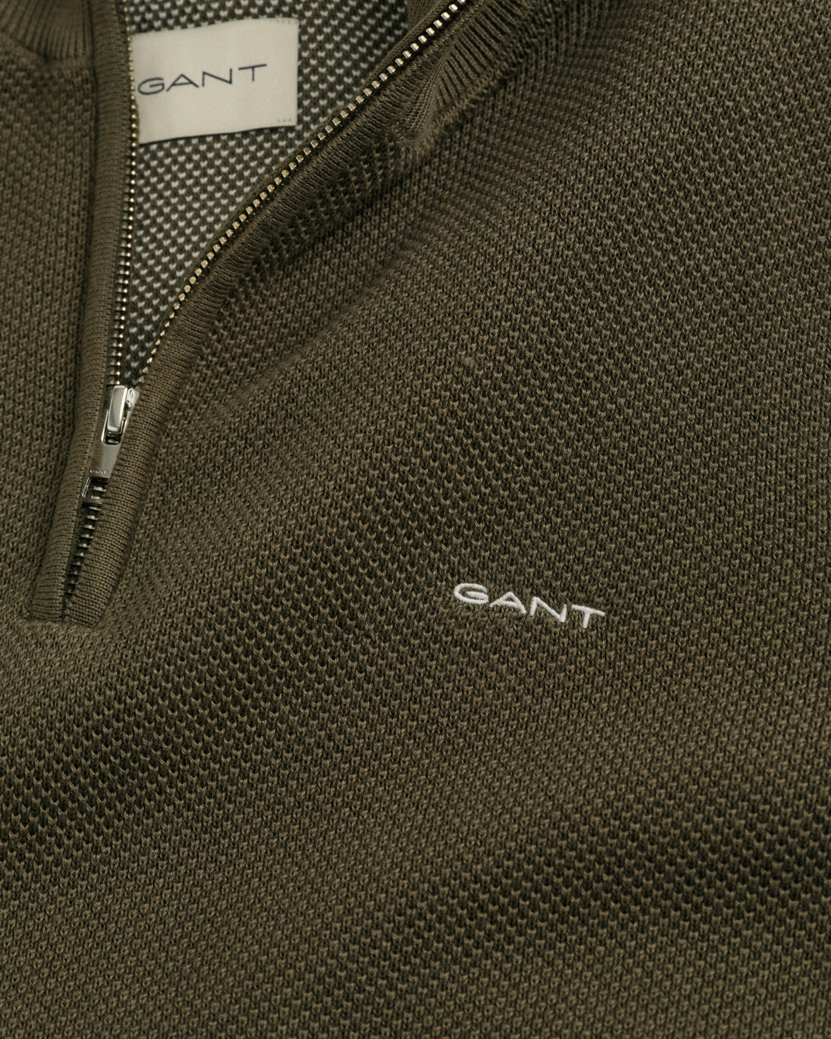 Cotton Piqué Half-Zip Sweater