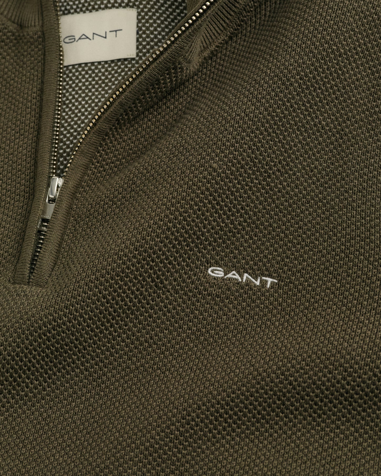 Cotton Piqué Half-Zip Sweater