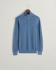 DENIM BLUE MELANGE, COTTON PIQUE HALF ZIP, FLAT-LAY BY GANT AU.