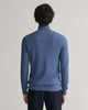 DENIM BLUE MELANGE, COTTON PIQUE HALF ZIP, BACK-VIEW BY GANT AU.