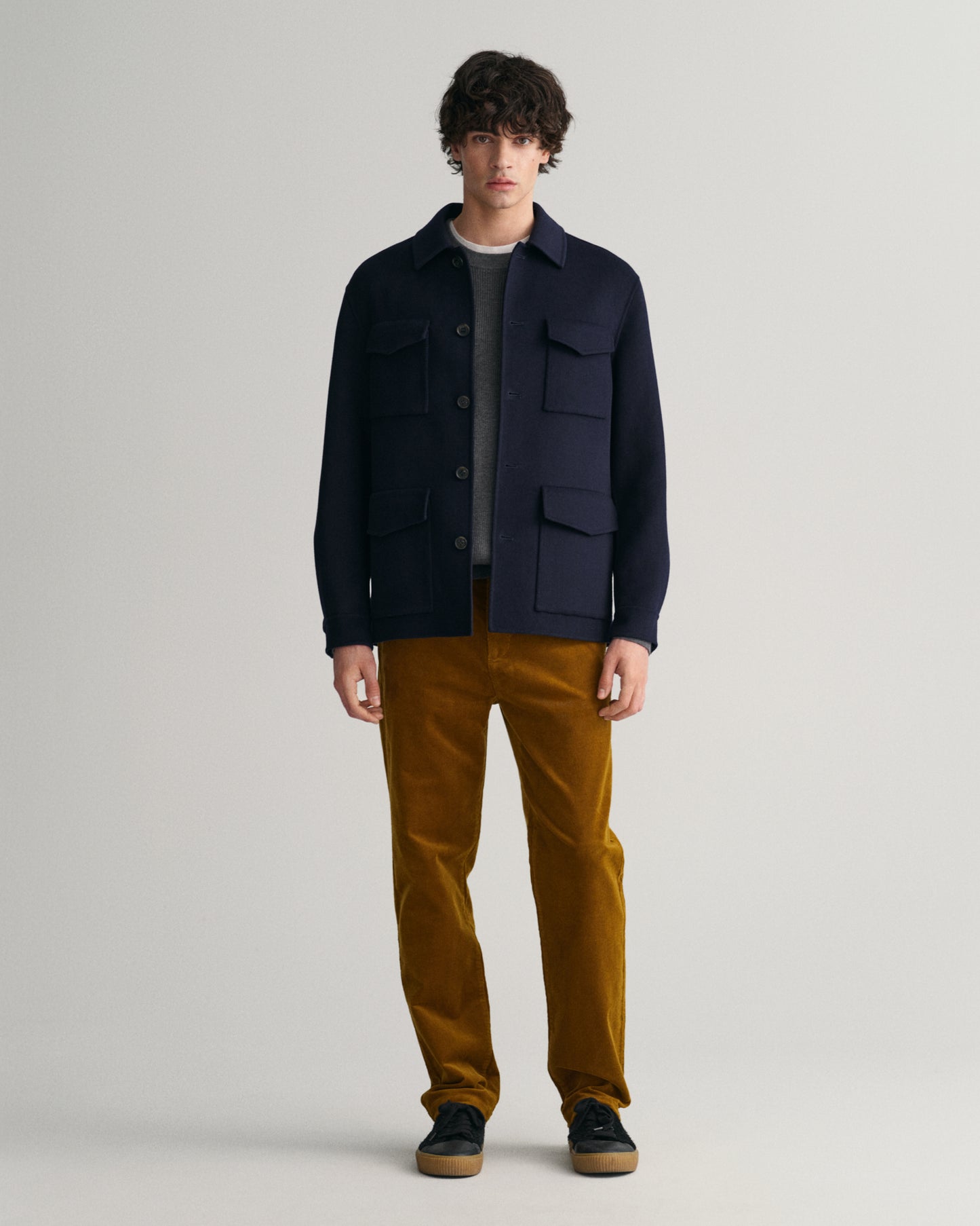 ANTRACIT MELANGE, COTTON WOOL RIB C-NECK BY GANT AU.