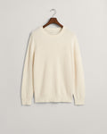 CREAM, COTTON WOOL RIB C-NECK, FLAT-LAY BY GANT AU.