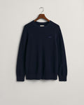 EVENING BLUE, COTTON WOOL RIB C-NECK, FLAT-LAY BY GANT AU.