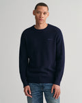 EVENING BLUE, COTTON WOOL RIB C-NECK, FRONT-VIEW BY GANT AU.