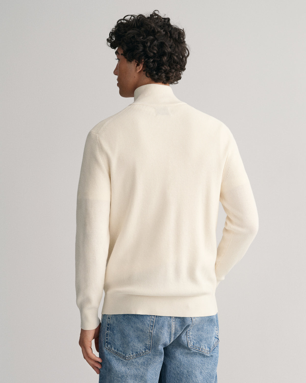 CREAM, COTTON WOOL RIB HZ, BACK-VIEW BY GANT AU.