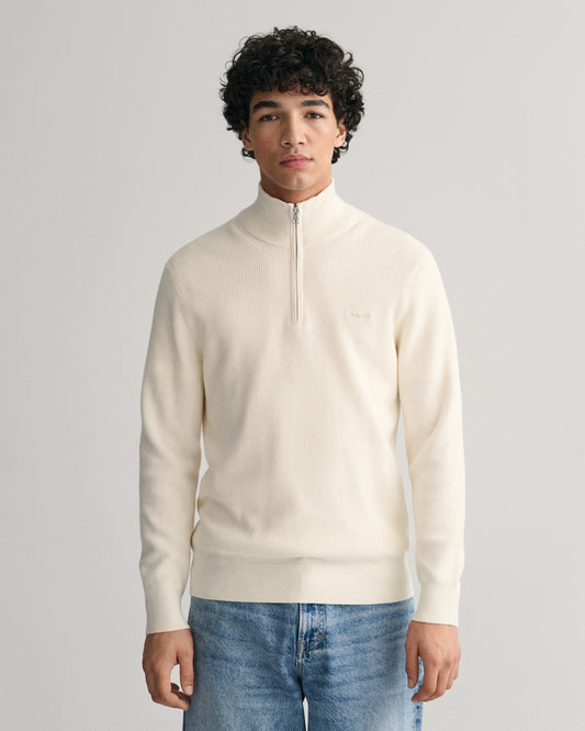 CREAM, COTTON WOOL RIB HZ, FRONT-VIEW BY GANT AU.