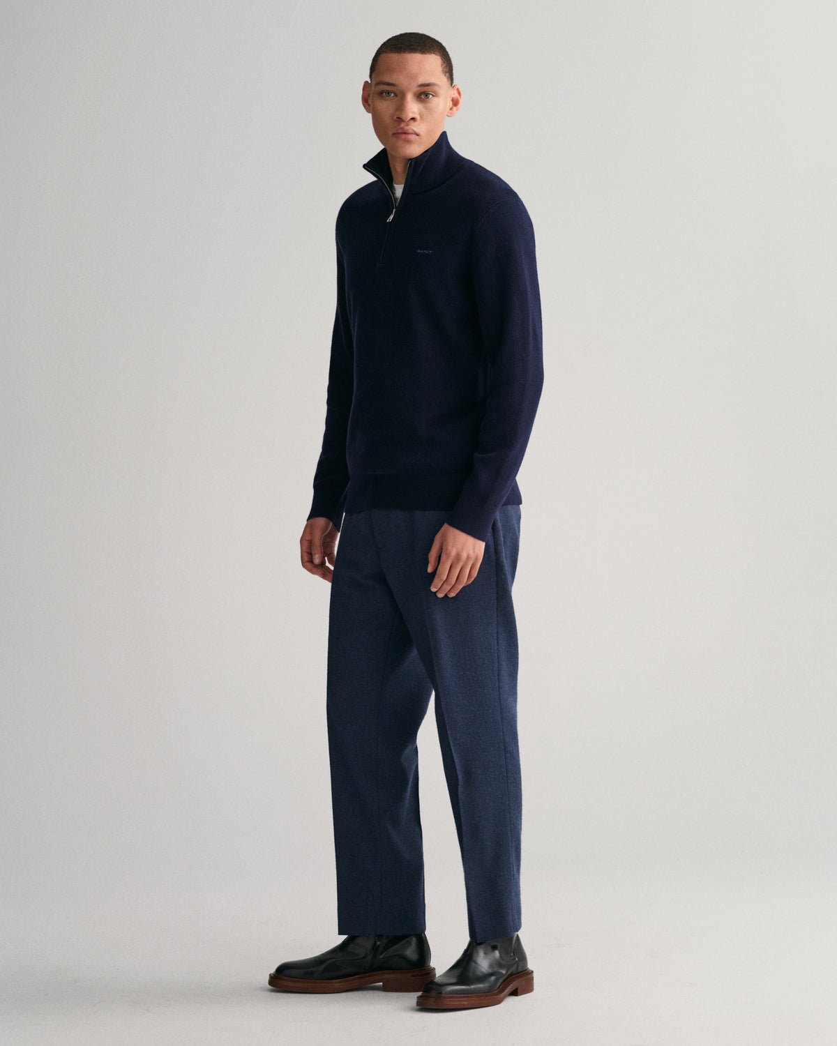 EVENING BLUE, COTTON WOOL RIB HZ BY GANT AU.