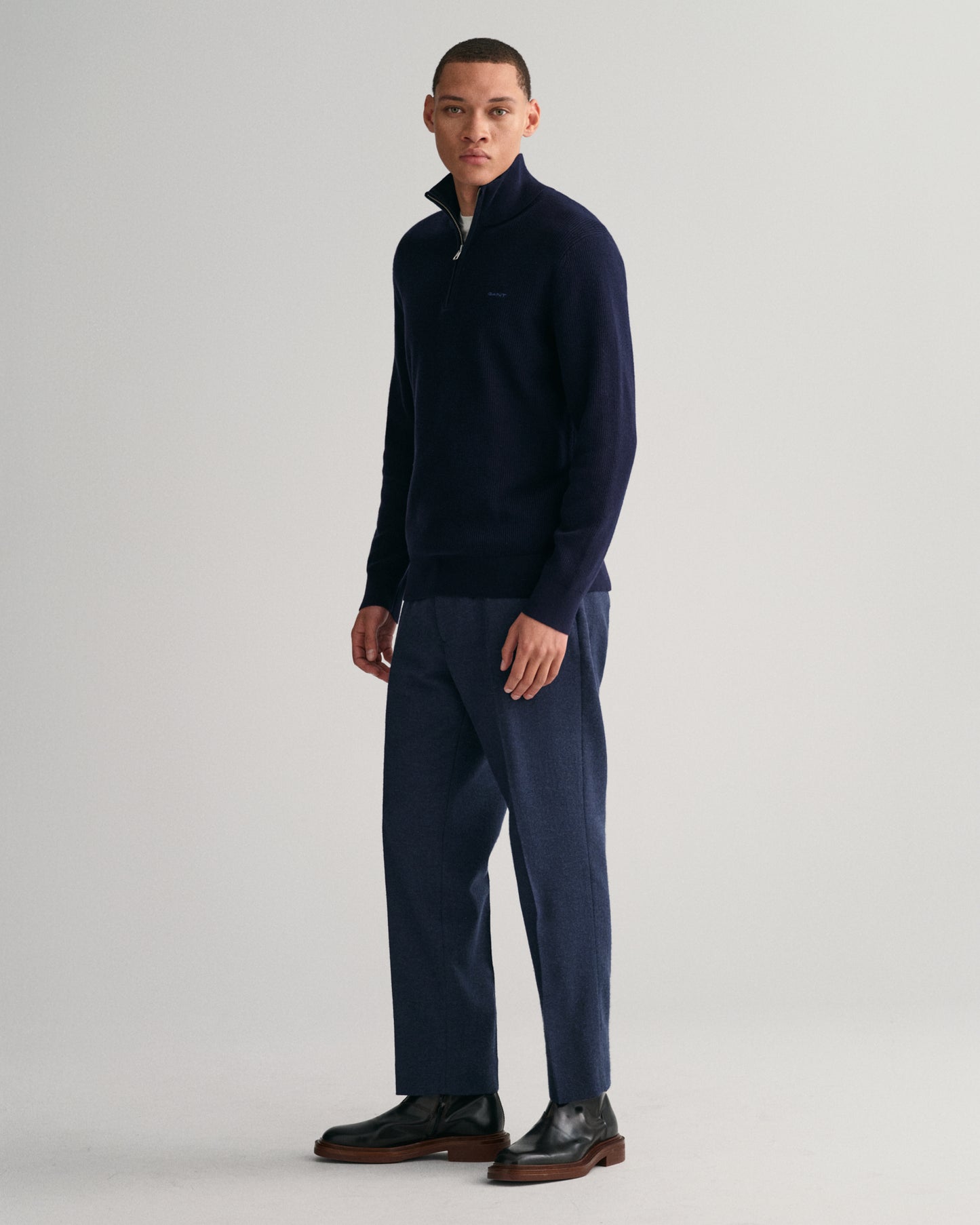 EVENING BLUE, COTTON WOOL RIB HZ BY GANT AU.