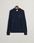 EVENING BLUE, LAMBSWOOL CABLE C-NECK, FLAT-LAY BY GANT AU.