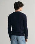 EVENING BLUE, LAMBSWOOL CABLE C-NECK, BACK-VIEW BY GANT AU.