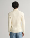 CREAM, COTTON CABLE TURTLE NECK, BACK-VIEW BY GANT AU.