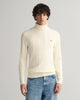 CREAM, COTTON CABLE TURTLE NECK, FRONT-VIEW BY GANT AU.