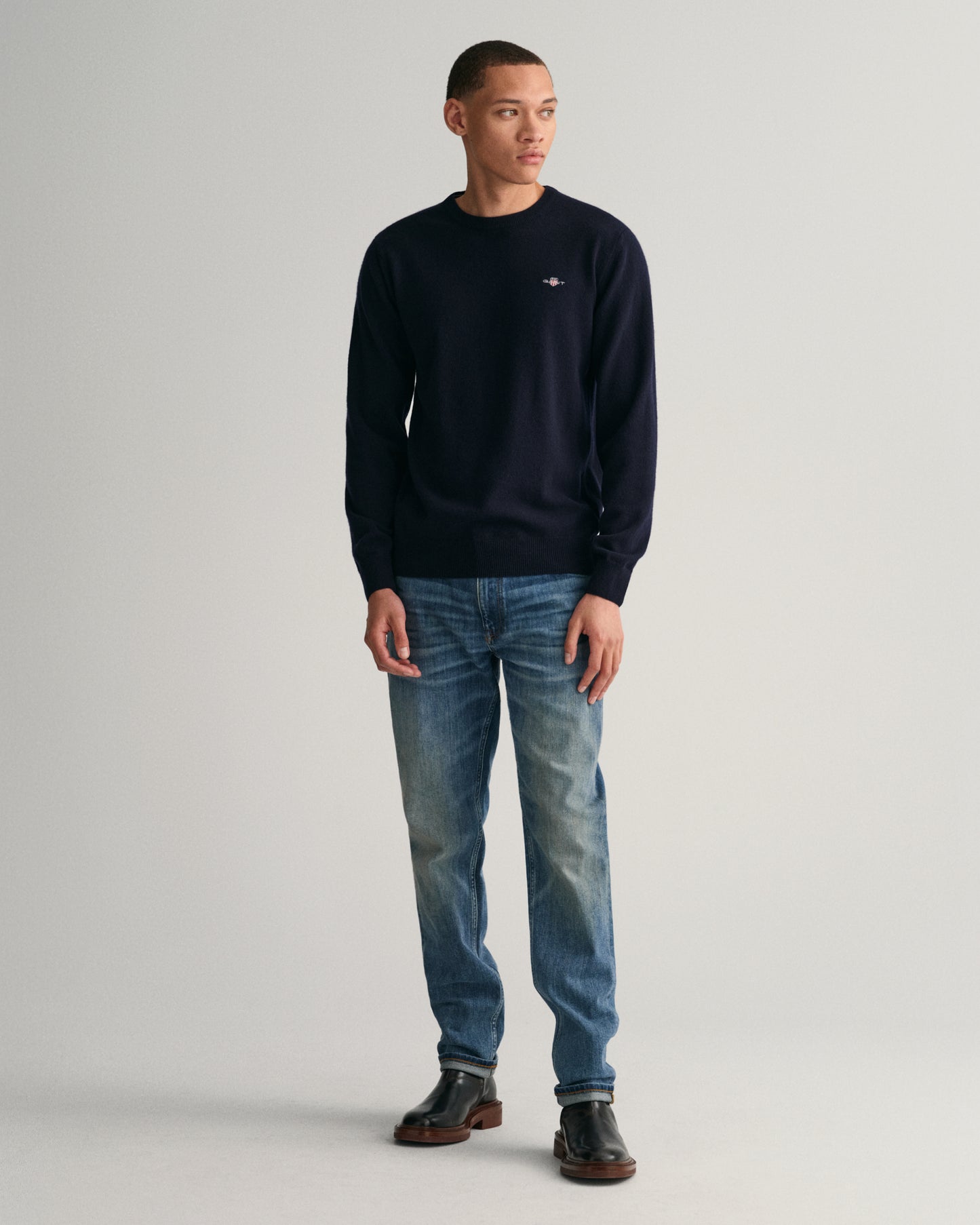 MARINE, SUPERFINE LAMBSWOOL C-NECK BY GANT AU.