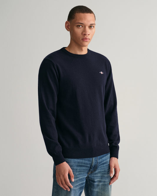 MARINE, SUPERFINE LAMBSWOOL C-NECK, FRONT-VIEW BY GANT AU.