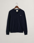 MARINE, SUPERFINE LAMBSWOOL V-NECK, FLAT-LAY BY GANT AU.
