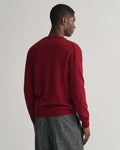 PORT RED, SUPERFINE LAMBSWOOL V-NECK, BACK-VIEW BY GANT AU.