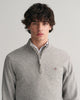 MODEL WEARING SUPERFINE LAMBSWOOL HALF ZIP