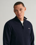 MARINE, SUPERFINE LAMBSWOOL HALF ZIP, CLOSE-UP BY GANT AU.