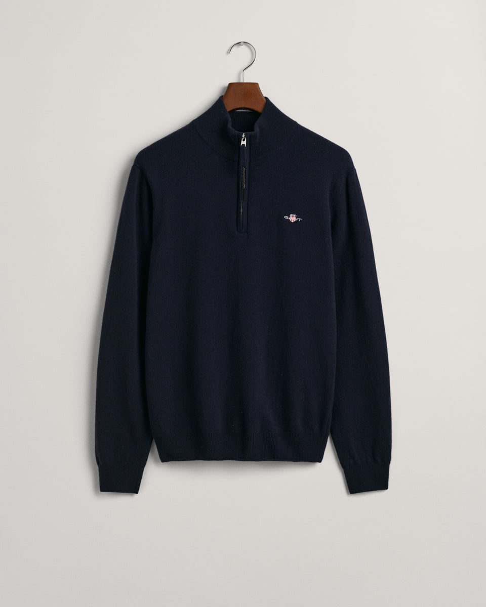 MARINE, SUPERFINE LAMBSWOOL HALF ZIP, FLAT-LAY BY GANT AU.