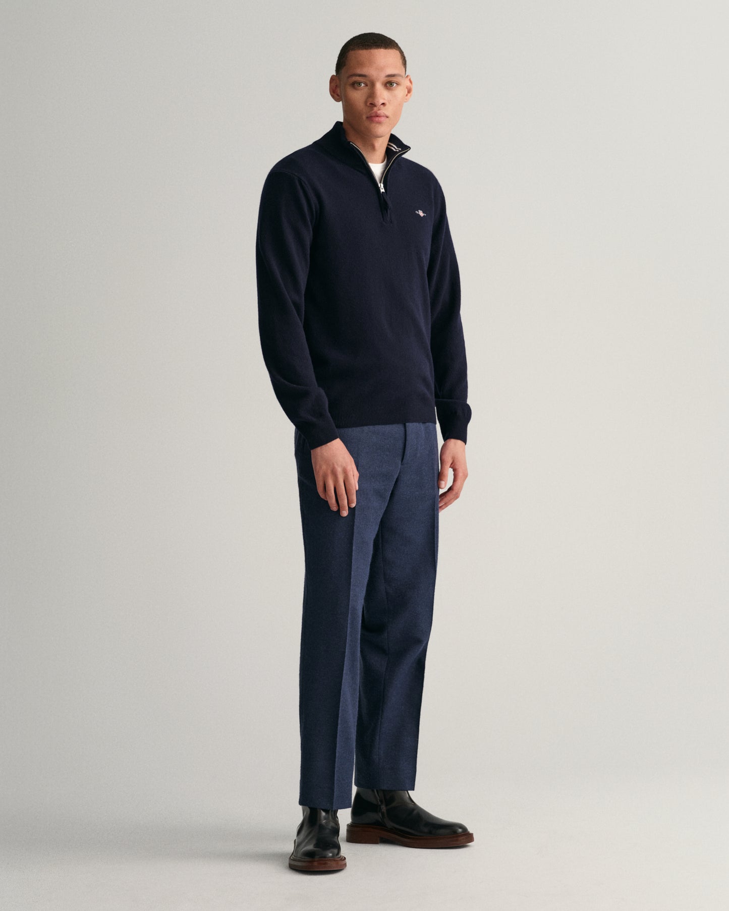MARINE, SUPERFINE LAMBSWOOL HALF ZIP BY GANT AU.