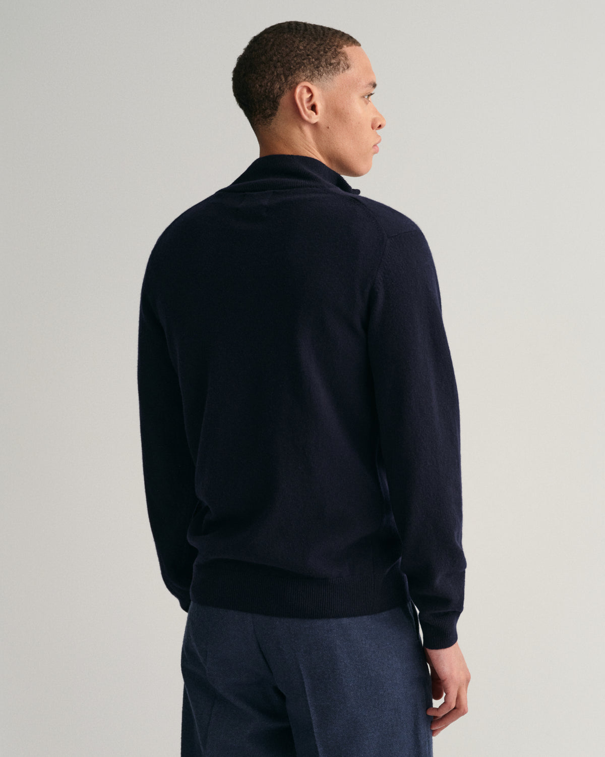 MARINE, SUPERFINE LAMBSWOOL HALF ZIP, BACK-VIEW BY GANT AU.