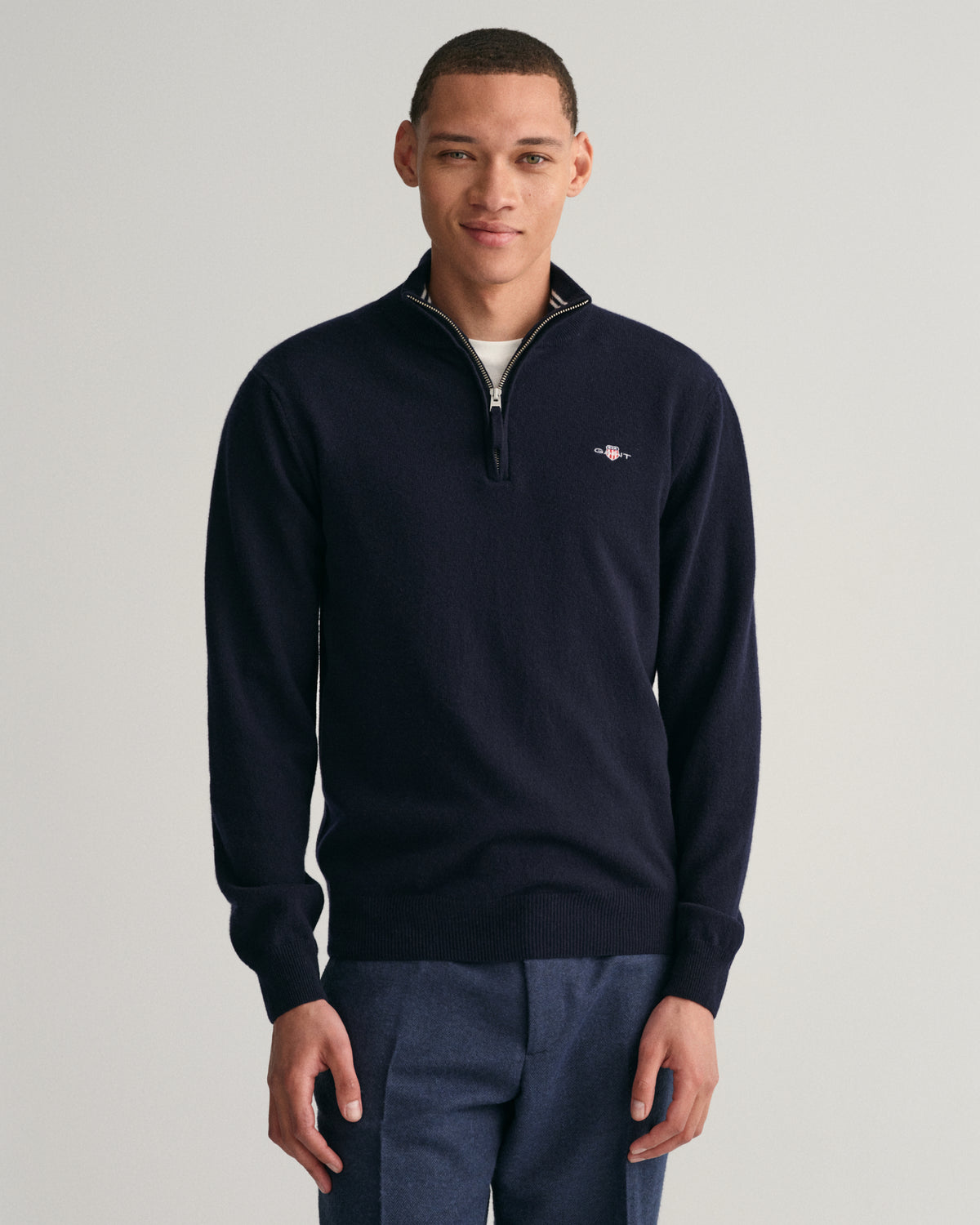 MARINE, SUPERFINE LAMBSWOOL HALF ZIP, FRONT-VIEW BY GANT AU.