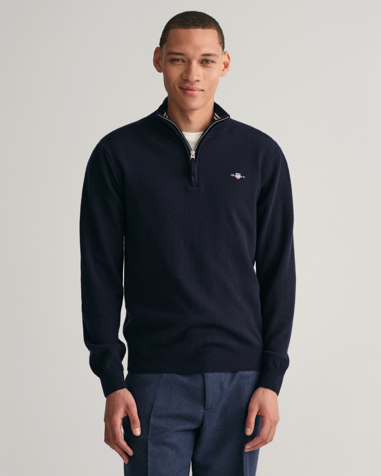 MARINE, SUPERFINE LAMBSWOOL HALF ZIP, FRONT-VIEW BY GANT AU.