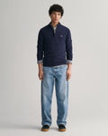 DARK NAVY MELANGE, SUPERFINE LAMBSWOOL HALF ZIP BY GANT AU.