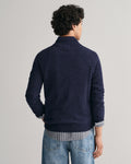 DARK NAVY MELANGE, SUPERFINE LAMBSWOOL HALF ZIP, BACK-VIEW BY GANT AU.