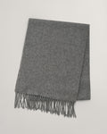 GREY MELANGE, UNISEX. WOOL SCARF, FRONT-VIEW BY GANT AU.
