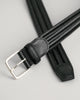 BLACK, LEATHER ELASTIC BRAIDED BELT, CLOSE-UP BY GANT AU.