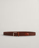 WEATHERED BROWN, LEATHER ELASTIC BRAIDED BELT, FRONT-VIEW BY GANT AU.