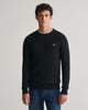 BLACK, COTTON CABLE C-NECK, FRONT-VIEW BY GANT AU.