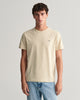 SILKY BEIGE, REG SHIELD SS T-SHIRT, FRONT-VIEW BY GANT AU.