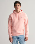 BUBBELGUM PINK, REG SHIELD HOODIE, FRONT-VIEW BY GANT AU.
