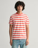 SUNSET PINK, STRIPE SS T-SHIRT, FRONT-VIEW BY GANT AU.