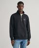 BLACK, LOGO SCRIPT JERSEY HALFZIP, FRONT-VIEW BY GANT AU.