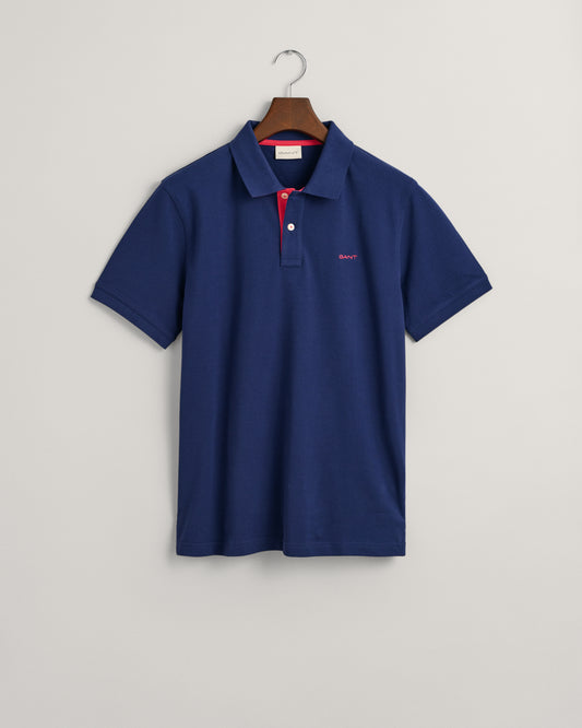 PERSIAN BLUE, REG CONTRAST PIQUE SS POLO BY GANT AU.