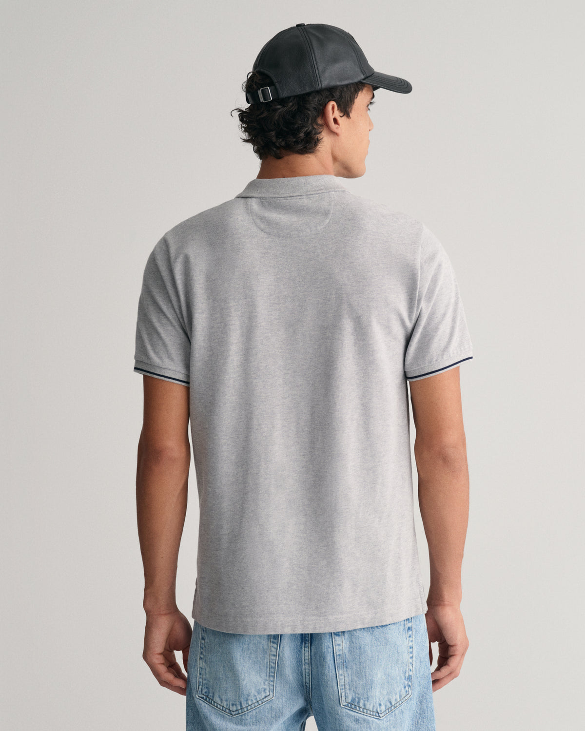 GREY MELANGE, TIPPING SS PIQUE POLO, BACK-VIEW BY GANT AU.