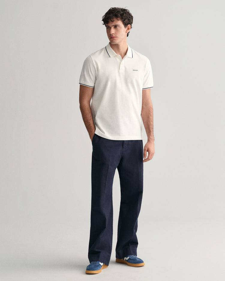 WHITE, TIPPING SS PIQUE POLO BY GANT AU.