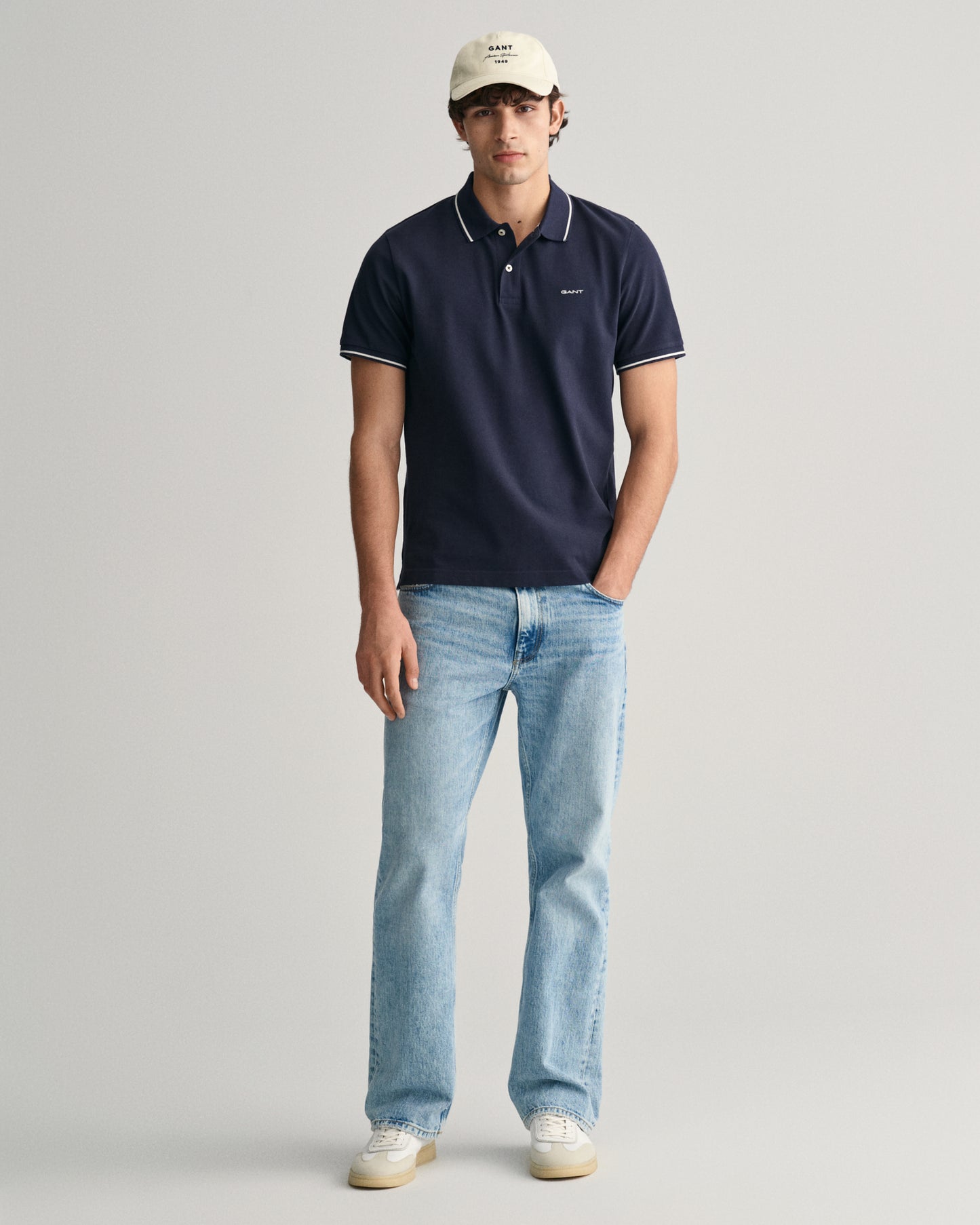 EVENING BLUE, TIPPING SS PIQUE POLO BY GANT AU.