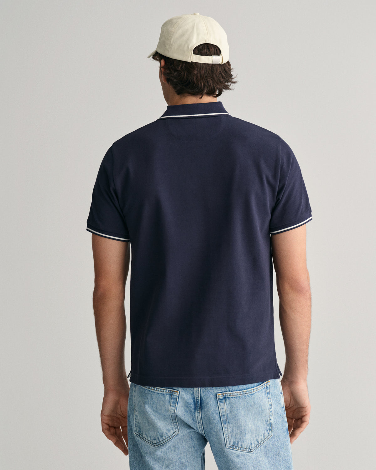 EVENING BLUE, TIPPING SS PIQUE POLO, BACK-VIEW BY GANT AU.