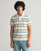 SILKY BEIGE, STRIPE PIQUE SS POLO, FRONT-VIEW BY GANT AU.