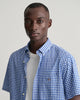 MODEL WEARING REG POPLIN GINGHAM SS SHIRT