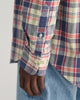 MODEL WEARING REG COTTON LINEN CHECK SHIRT