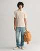 DRY SAND, REG LINEN HOUNDSTOOTH SS SHIRT BY GANT AU.