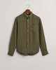 JUNIPER GREEN, REG GMNT DYED LINEN SHIRT, FLAT-LAY BY GANT AU.