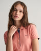 PEACHY PINK, CONTRAST COLLAR SS PIQUE POLO, CLOSE-UP BY GANT AU.