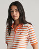 PUMPKIN ORANGE, SLIM STRIPED SHIELD SS PIQUE POLO, CLOSE-UP BY GANT AU.