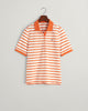 PUMPKIN ORANGE, SLIM STRIPED SHIELD SS PIQUE POLO, FLAT-LAY BY GANT AU.